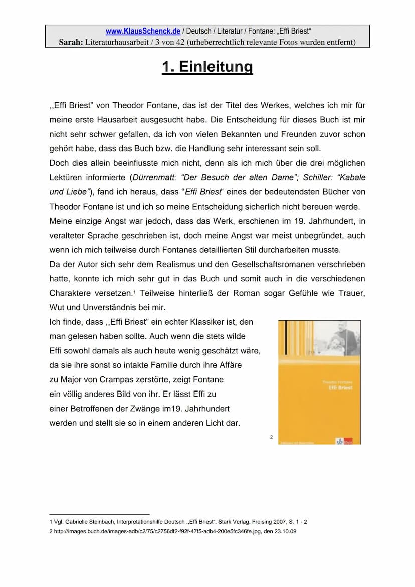 www.KlausSchenck.de / Deutsch / Literatur / Fontane: ,,Effi Briest"
Sarah: Literaturhausarbeit / 3 von 42 (urheberrechtlich relevante Fotos 