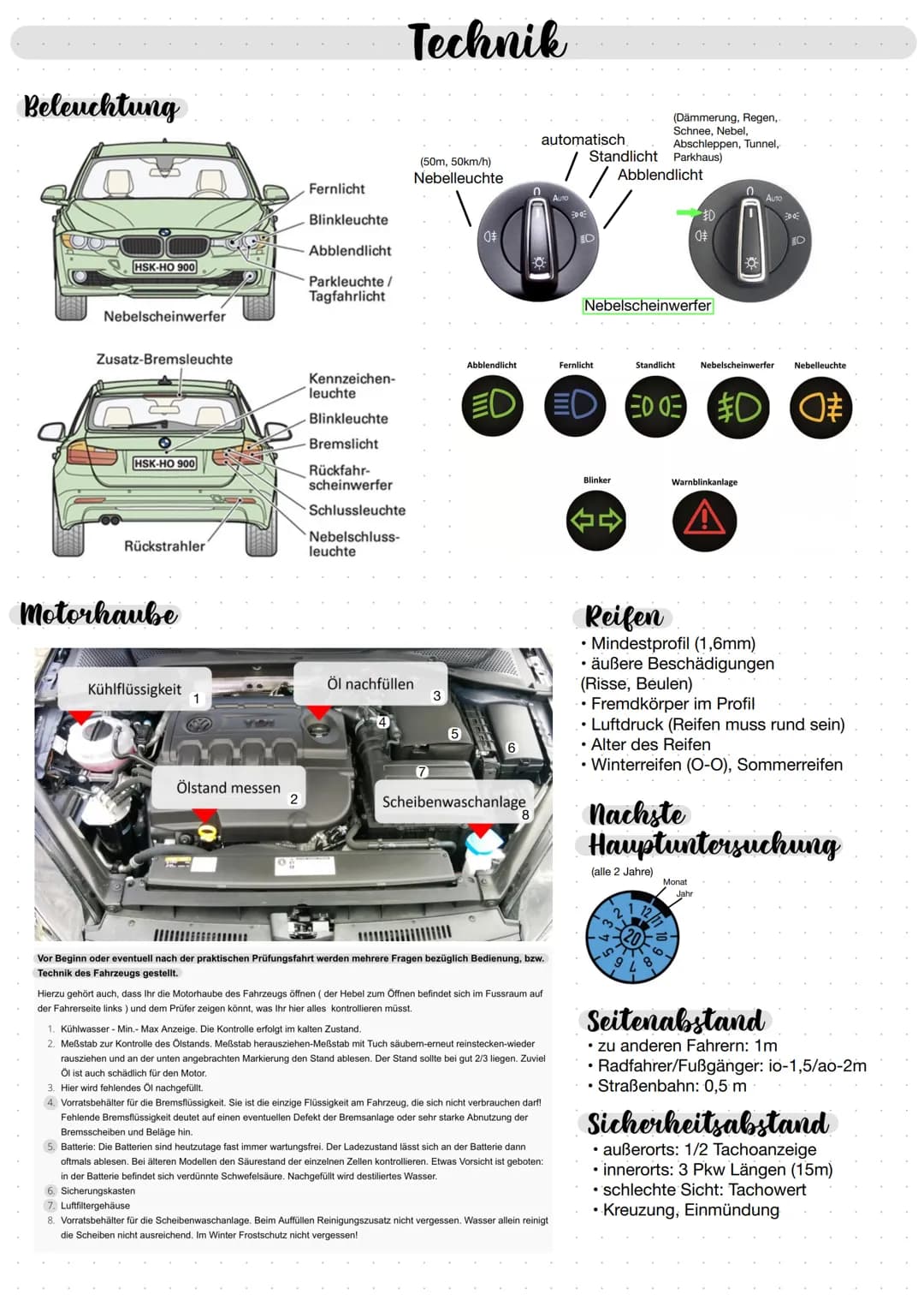 Beleuchtung
HSK-HO 900
Nebelscheinwerfer
Zusatz-Bremsleuchte
I
HSK-HO 900
Rückstrahler
Motorhaube
Kühlflüssigkeit
1
Ölstand messen
2
0:
Fern