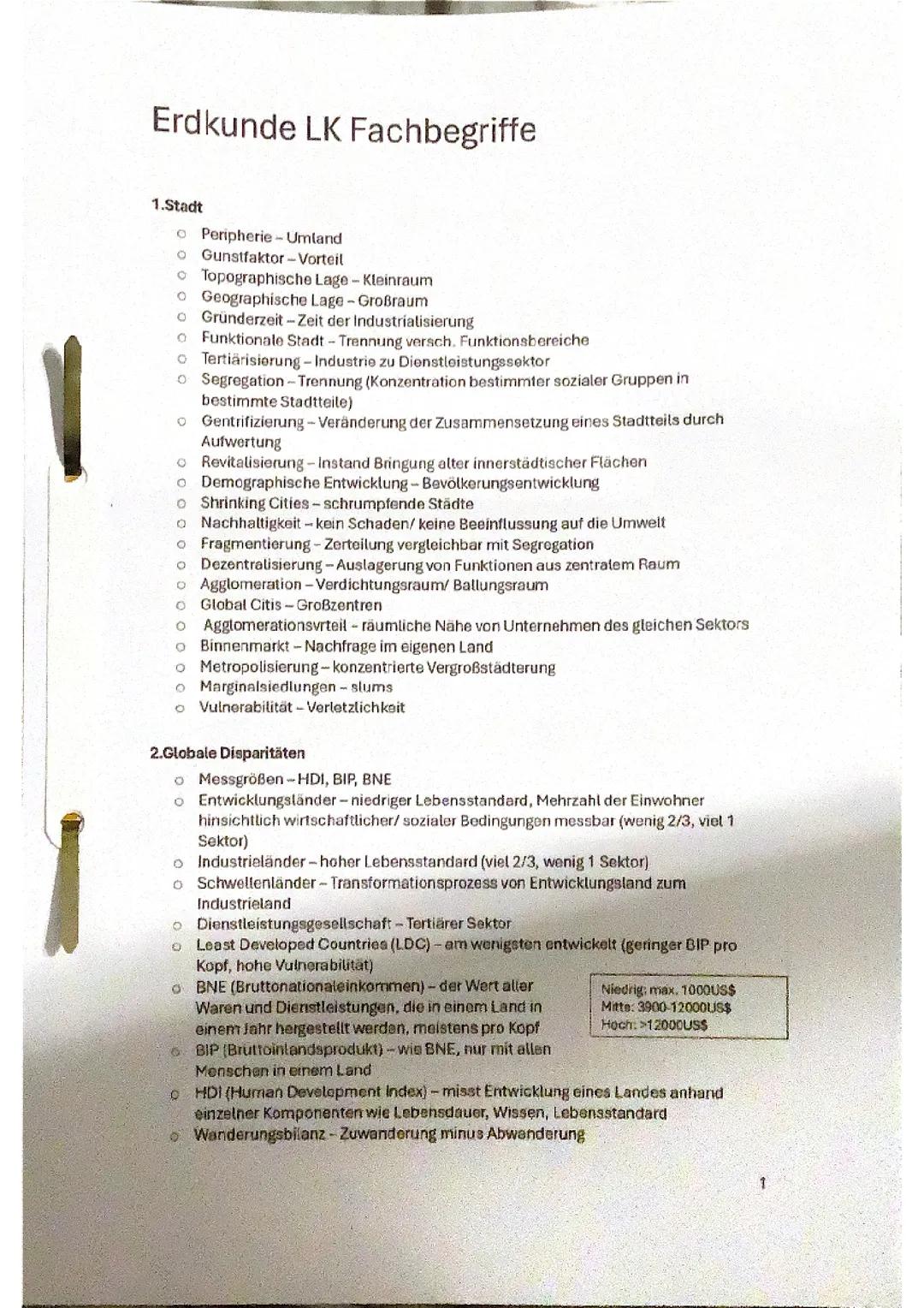 Erdkunde LK Fachbegriffe 