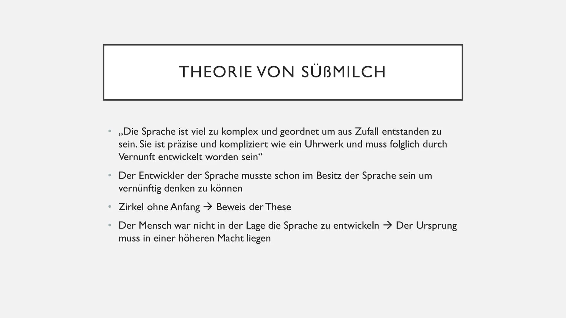 SPRACHURSPRUNGSTHEORIEN
David ●
●
●
●
●
INHALT
Johann Peter Süßmilch
Johann Gottfried Herder
Étienne Bonnot de Condillac
Jean-Jacques Rousse