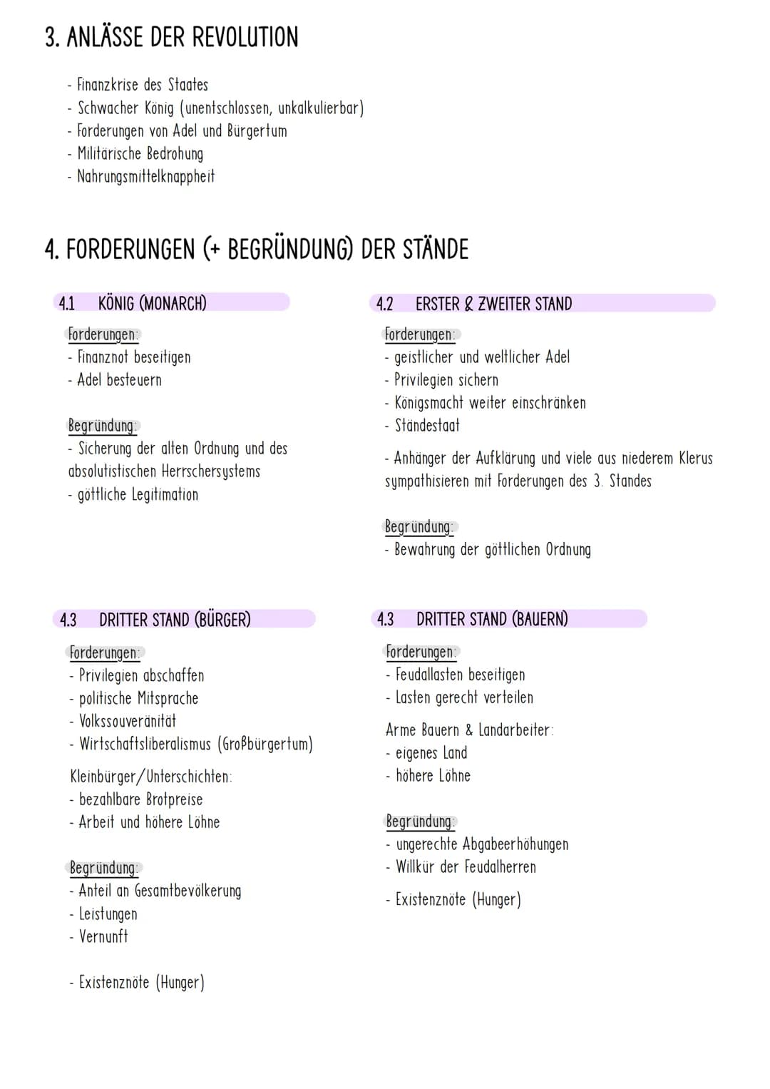 1. KRISE DES ANCIEN REGIME
König (Monarch):
- Finanzkrise durch Kriege, Hofhaltung, Zinslast, Wunsch nach Steuerreform
1. Stand (Klerus; -0,