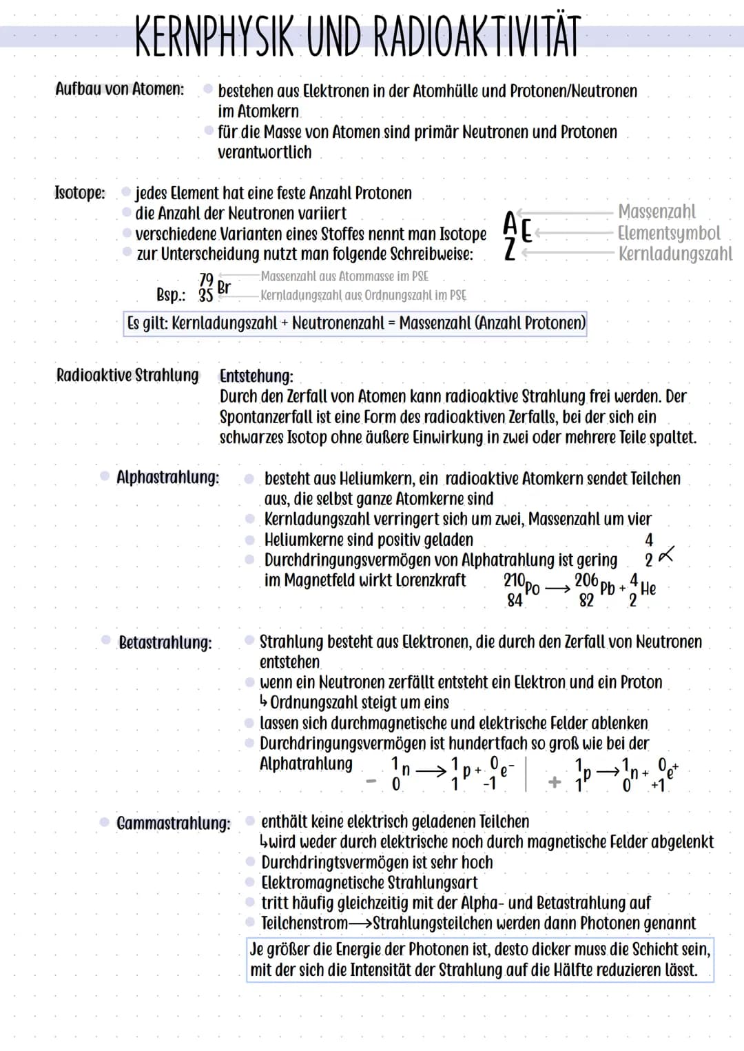 KERNPHYSIK UND RADIOAKTIVITÄT
.
bestehen aus Elektronen in der Atomhülle und Protonen/Neutronen
im Atomkern
für die Masse von Atomen sind pr