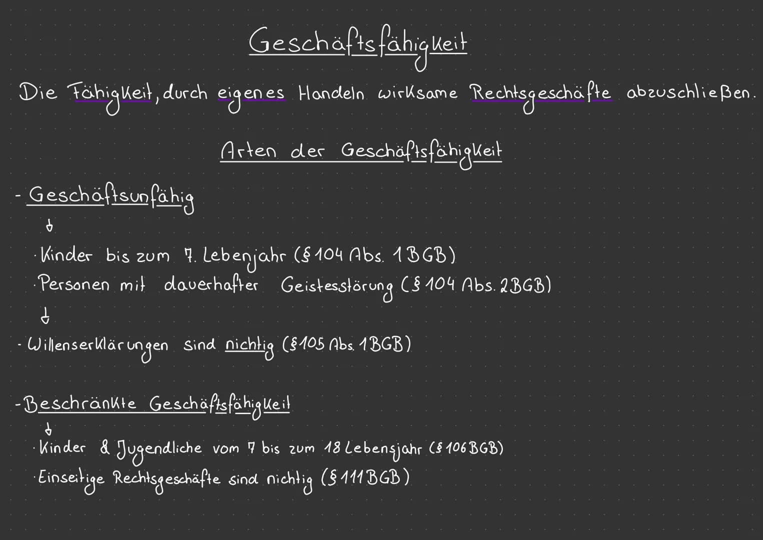 Rechtsfähigkeit
von Personen (Rechtssubjekten), Träger von Rechten und Pflichten zu sein
Definition:
Fähigkeit
Natürliche Person Juristische