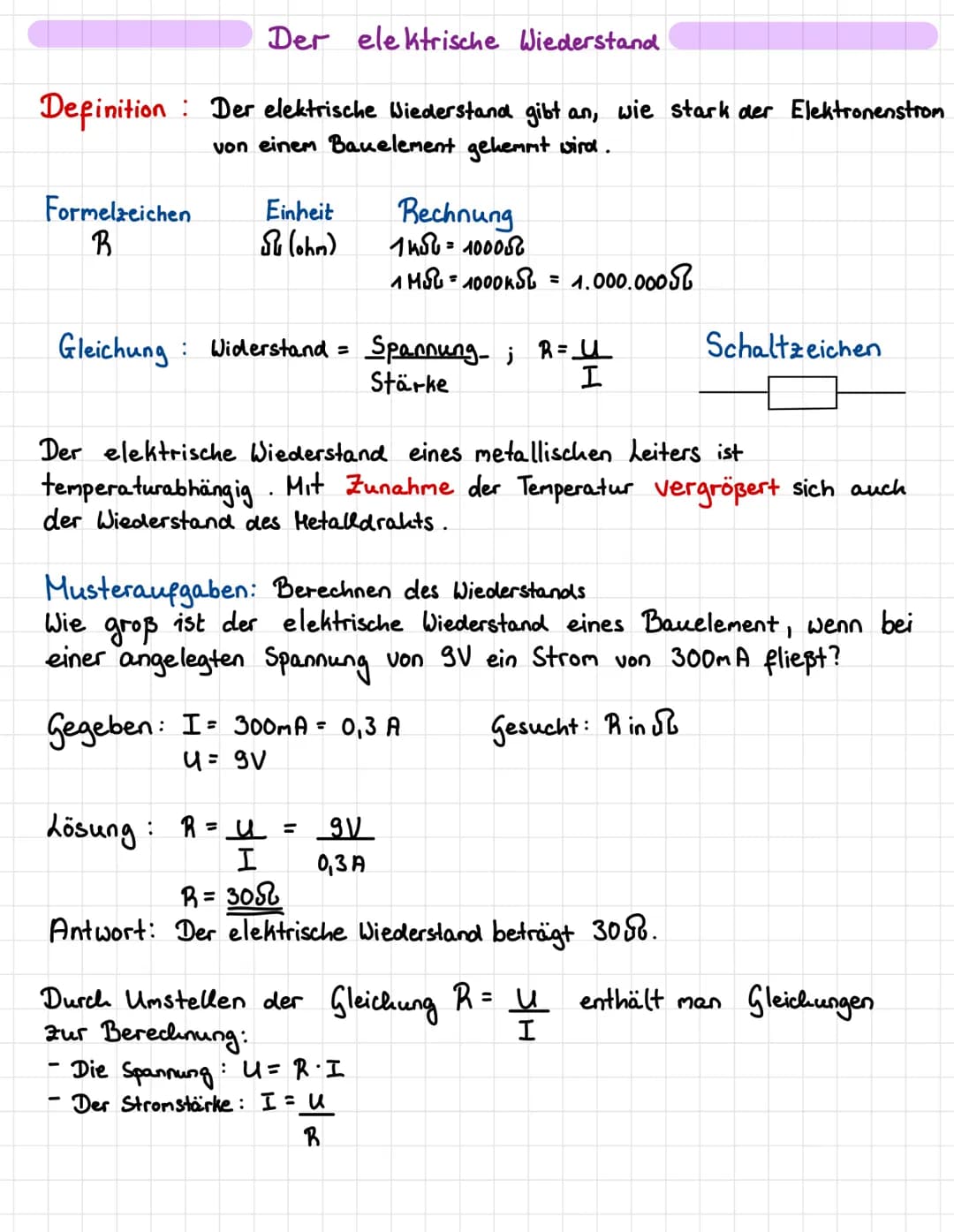 Widerstand Aufgaben mit Lösungen und Übungen zum Ohmschen Gesetz – PDF für dich!
