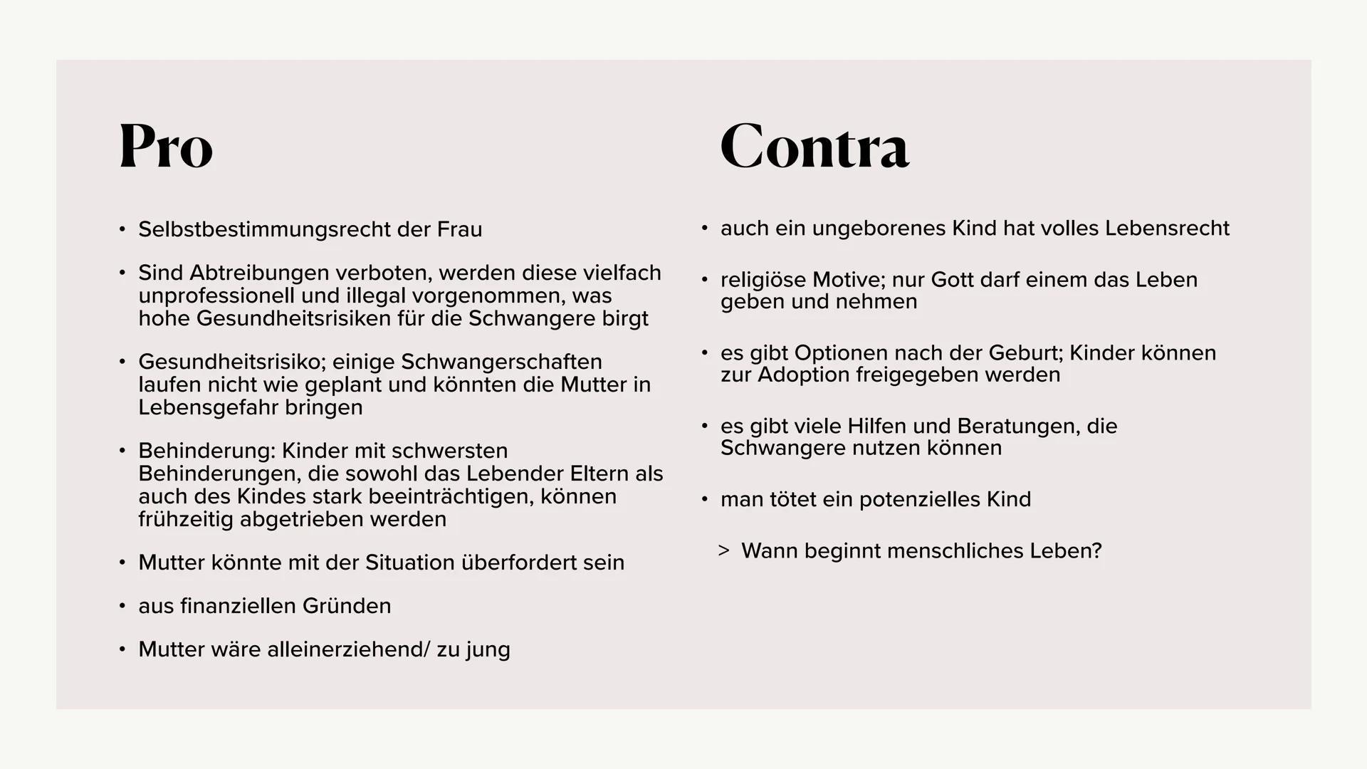 # Schwangerschaftabbrüche - ethisch vertretbar? ### Inhalt

*   Allgemeine Informationen
*   Bis wann sind Abtreibungen möglich?
*   Methode
