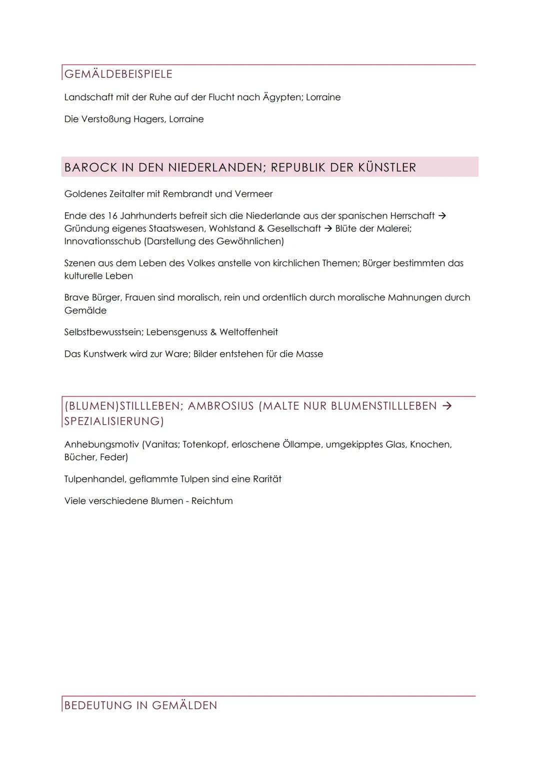 BAROCK (portugiesisch ,,barroco" schiefe unregelmäßige Perle)
Frühbarock, Hochbarock, Spätbarock, Rokoko
ausdruckvoll, bewegt und gefühlsbet