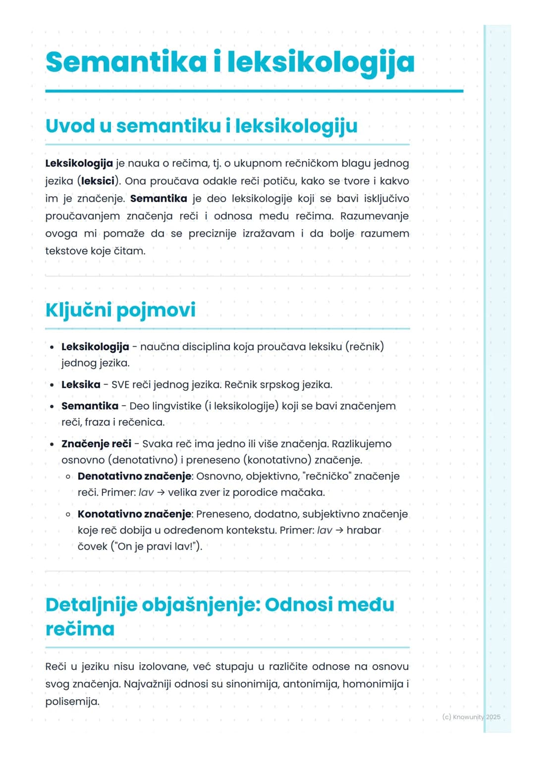 # Semantika i leksikologija

## Uvod u semantiku i leksikologiju

Leksikologija je nauka o rečima, tj. o ukupnom rečničkom blagu jednog
jezi