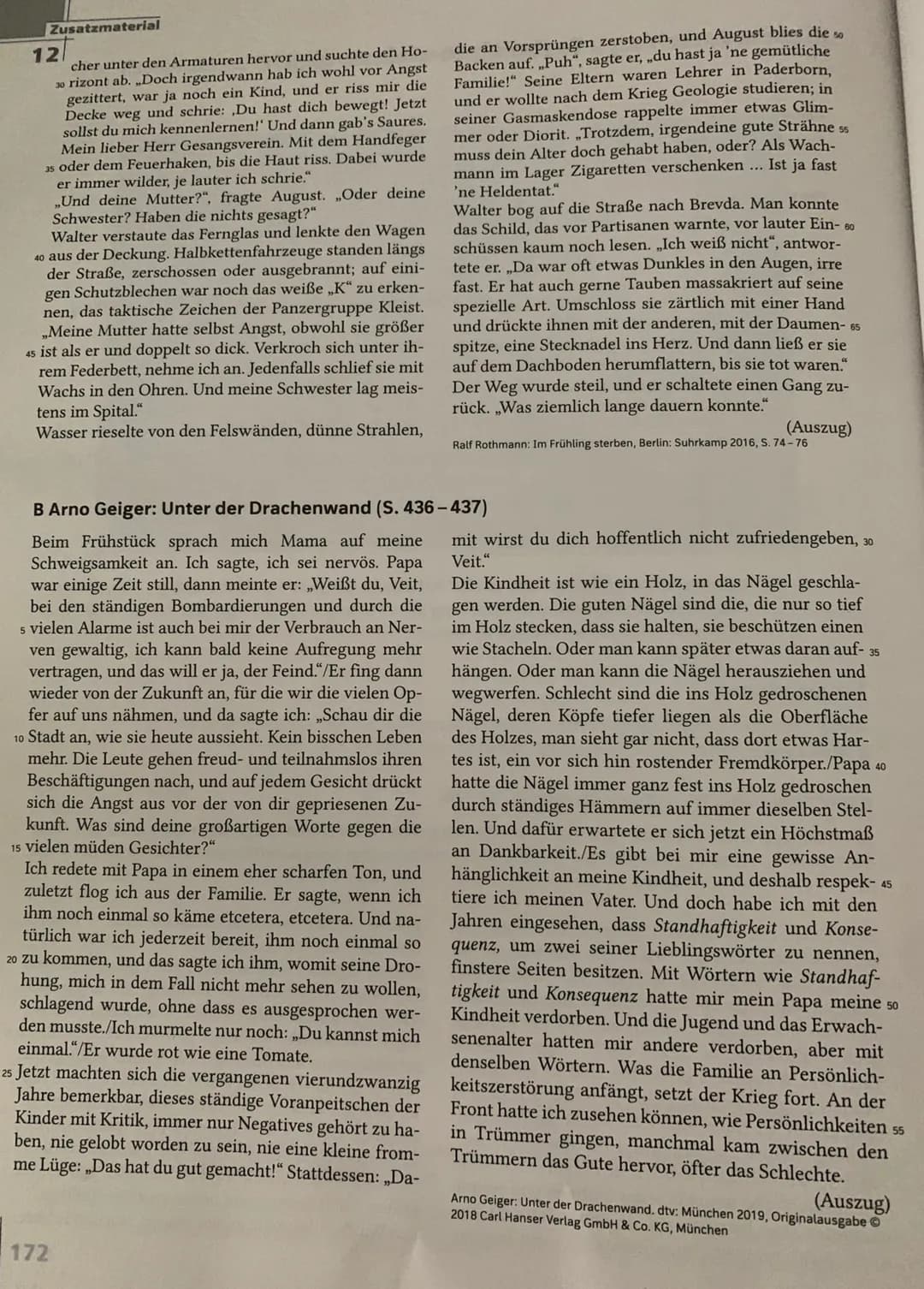 Zusatzmaterial
12
cher unter den Armaturen hervor und suchte den Ho-
30 rizont ab. „Doch irgendwann hab ich wohl vor Angst
gezittert, war ja