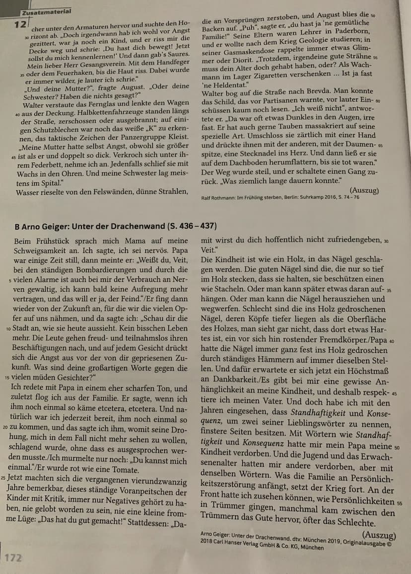 Zusatzmaterial
12
cher unter den Armaturen hervor und suchte den Ho-
30 rizont ab. „Doch irgendwann hab ich wohl vor Angst
gezittert, war ja