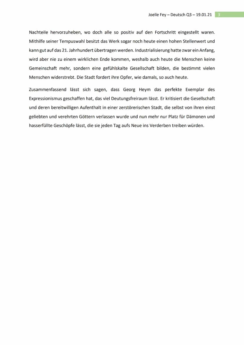 Deutsch Q3 19.01.21
Gedichtanalyse: „Gott der Stadt" - Georg Heym
Das Gedicht ,,Der Gott der Stadt" von Georg Heym, veröffentlicht 1910, sta