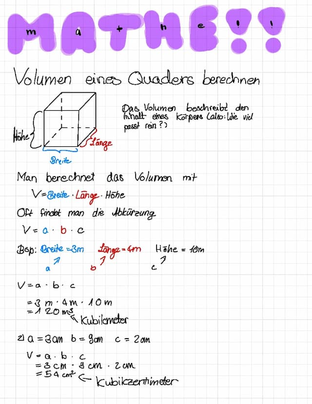 Know Volumen von Quadern  thumbnail