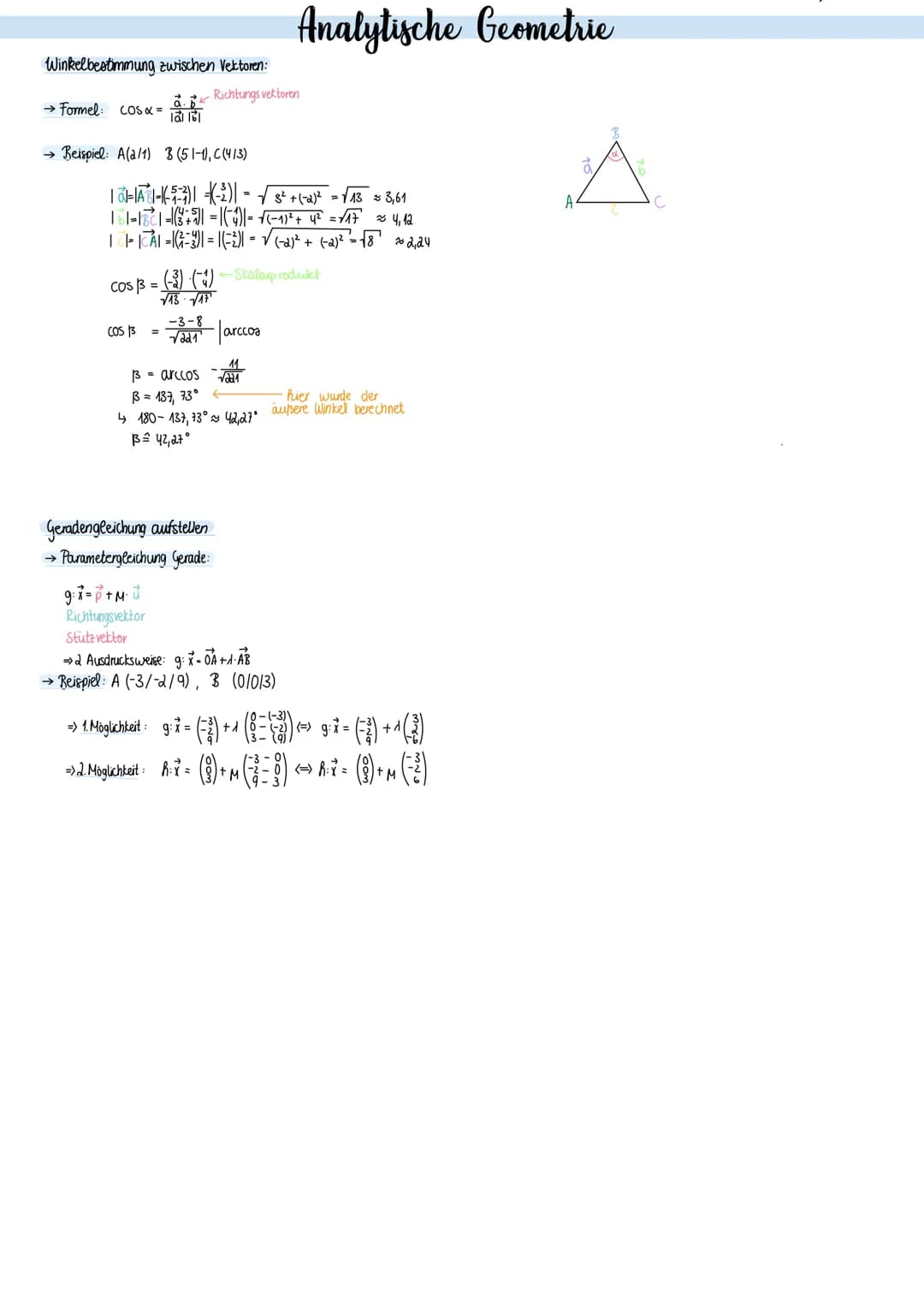 Punkte und Vektoren im Raum
Vektoren: A(a₁/a₂/a3), B (b₁ /b₂/bs) => AB
Ortsvektor: OA- ()-
Vielfache von Vektoren: Vektoren sind kollinear, 