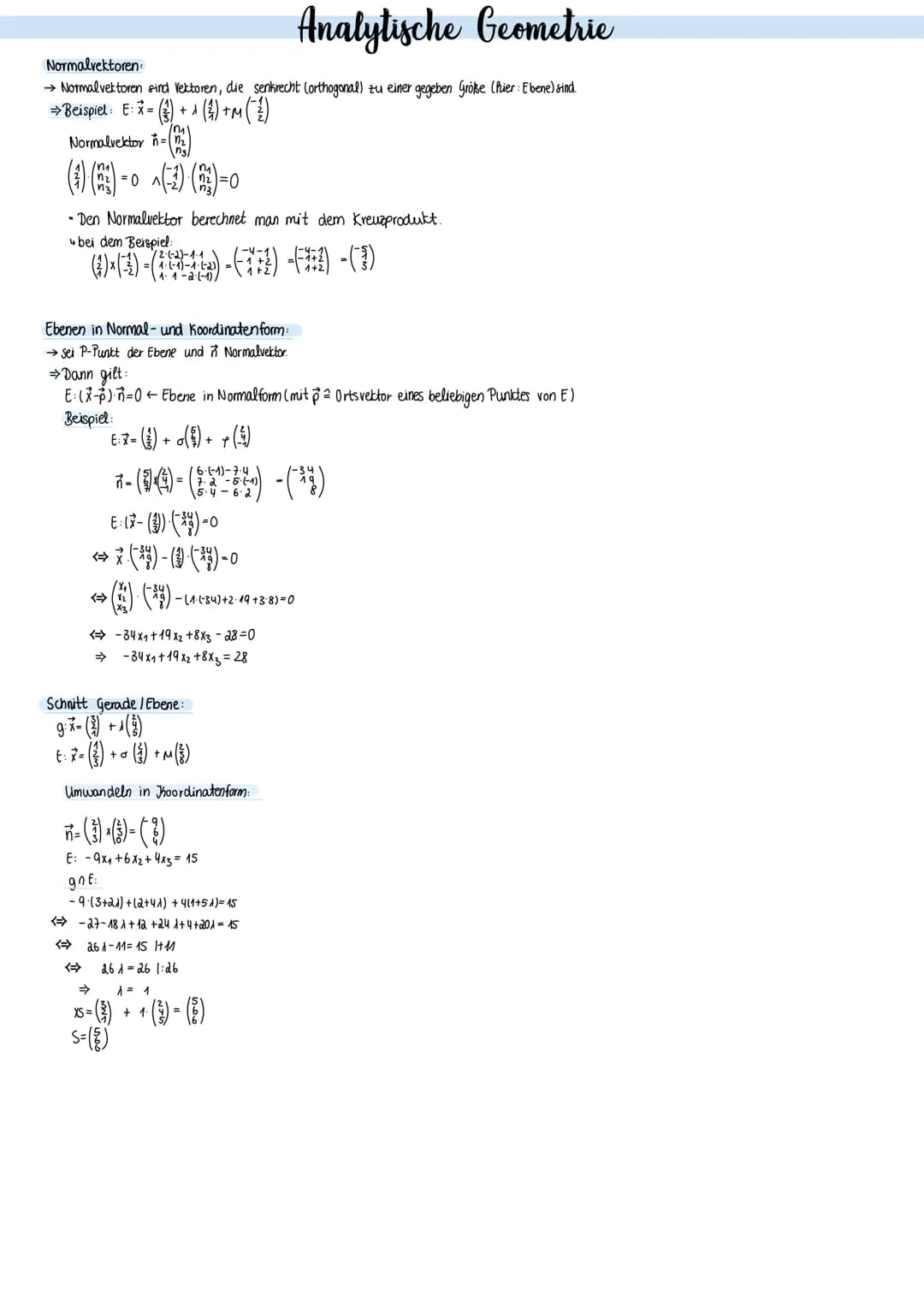 Punkte und Vektoren im Raum
Vektoren: A(a₁/a₂/a3), B (b₁ /b₂/bs) => AB
Ortsvektor: OA- ()-
Vielfache von Vektoren: Vektoren sind kollinear, 