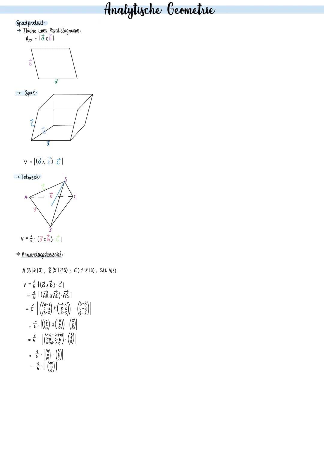 Punkte und Vektoren im Raum
Vektoren: A(a₁/a₂/a3), B (b₁ /b₂/bs) => AB
Ortsvektor: OA- ()-
Vielfache von Vektoren: Vektoren sind kollinear, 