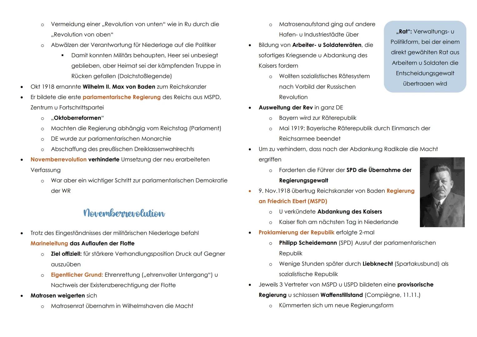 # WEIMARER REPUBLIK

## Ausgangspunkt: Niederlage im 1. Wk

*   Oberste Heeresleitung ließ dt.
    Bevölkerung bis Ende des Krieges im
    G