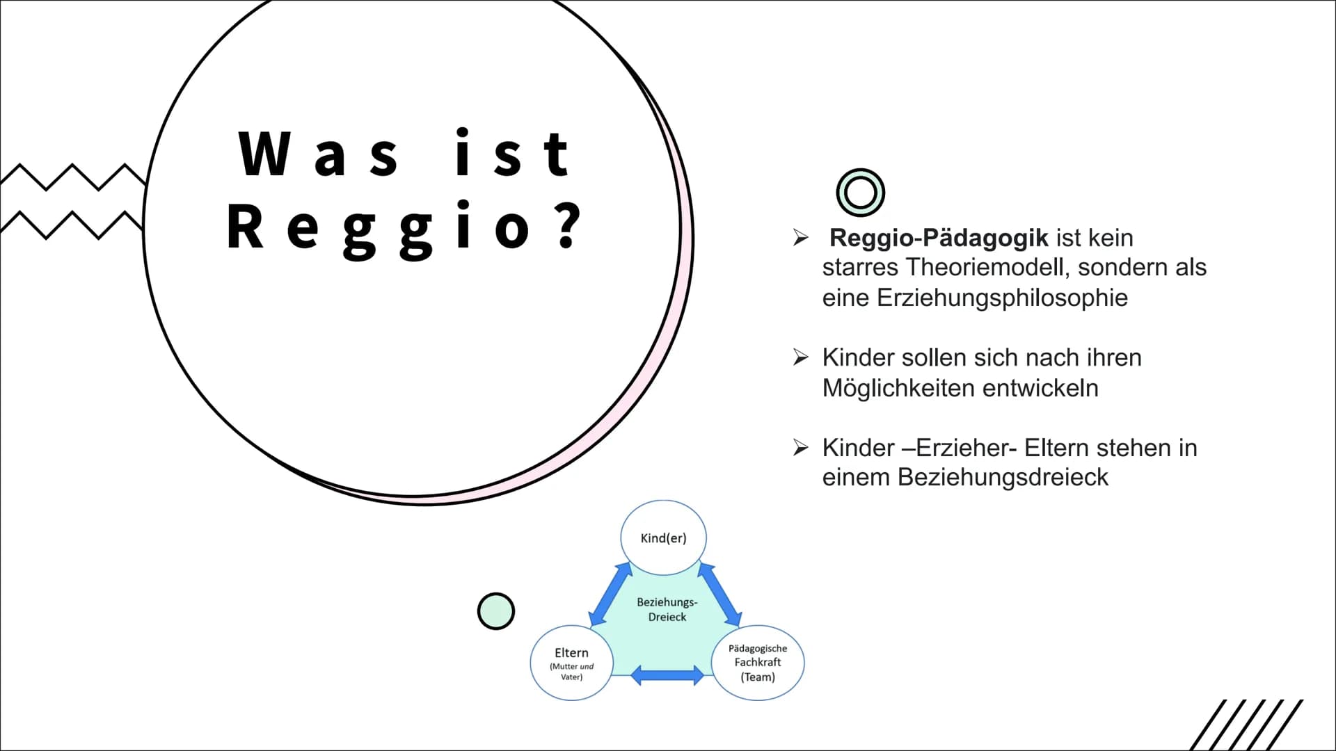Reggio
Frances Kutz
Destiny Thadewaldt
oksi 29.11.2022
REGGIO
Themen
Was ist Reggio
➤ Beziehungsdreieck
➤ Gründer und sein Konzept
> Entsteh