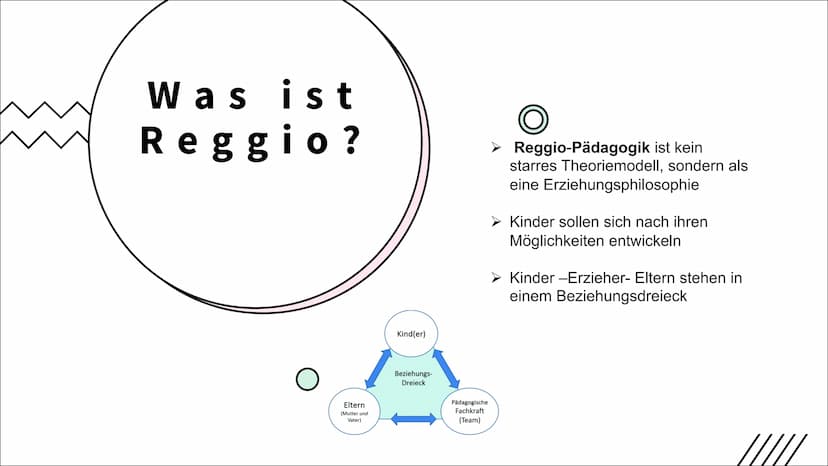 Reggio
Frances Kutz
Destiny Thadewaldt
oksi 29.11.2022
REGGIO
Themen
Was ist Reggio
➤ Beziehungsdreieck
➤ Gründer und sein Konzept
> Entsteh