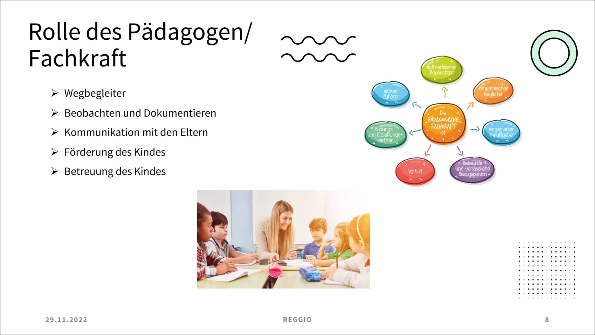 Reggio
Frances Kutz
Destiny Thadewaldt
oksi 29.11.2022
REGGIO
Themen
Was ist Reggio
➤ Beziehungsdreieck
➤ Gründer und sein Konzept
> Entsteh