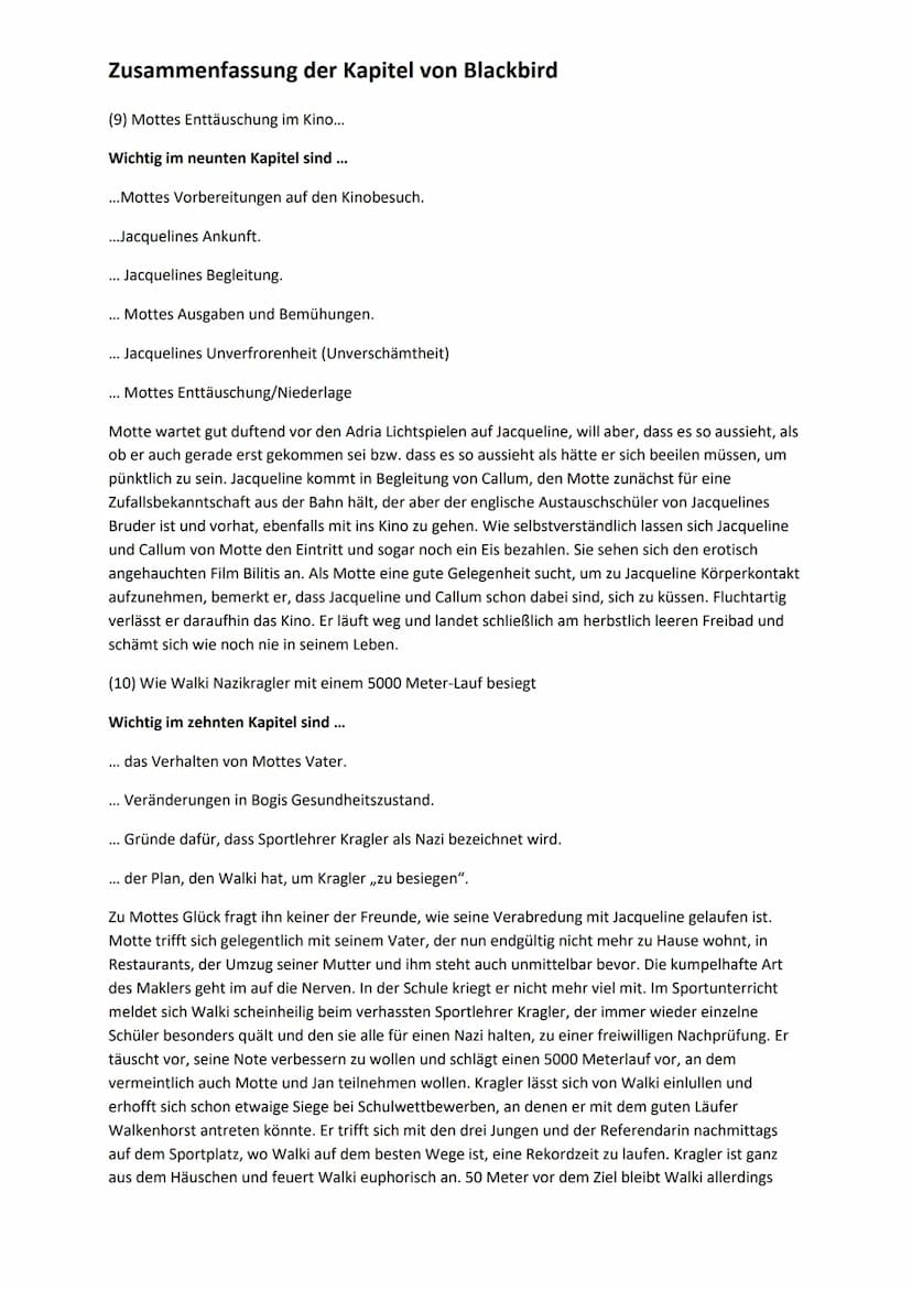 Zusammenfassung der Kapitel von Blackbird
(1) Der Anruf von Bogis Vater verändert alles- Bogi ist schwer krank und im Krankenhaus
Wichtig im