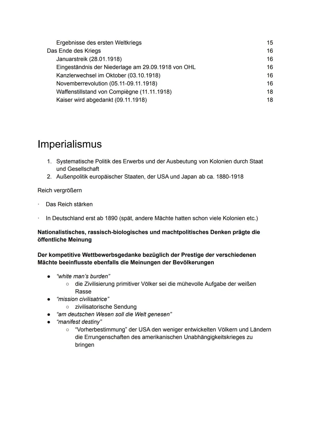 Imperialismus und Erster Weltkrieg
Imperialismus
Kolonialismus - Unterpunkt des Imperialismus
Verschiedene Kolonialmächte und ihre Gebiete
F