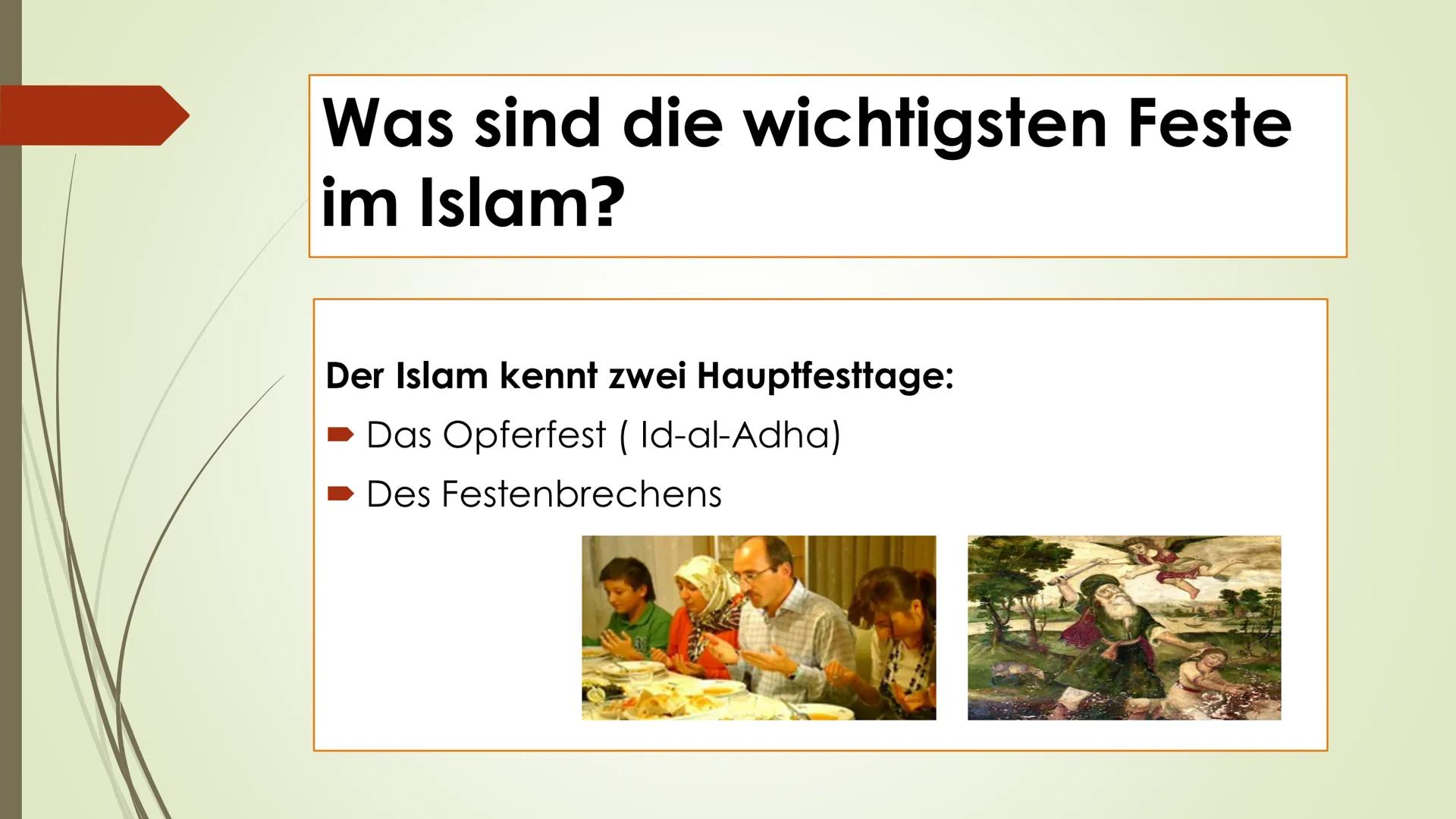 DER ISLAM Inhaltsverzeichnis:
U
·
Was ist Islam?
Wie heißen die Gläubigen des Islam?
Wo Leben die meisten Gläubigen?
Das heiliges Buch
Wann 