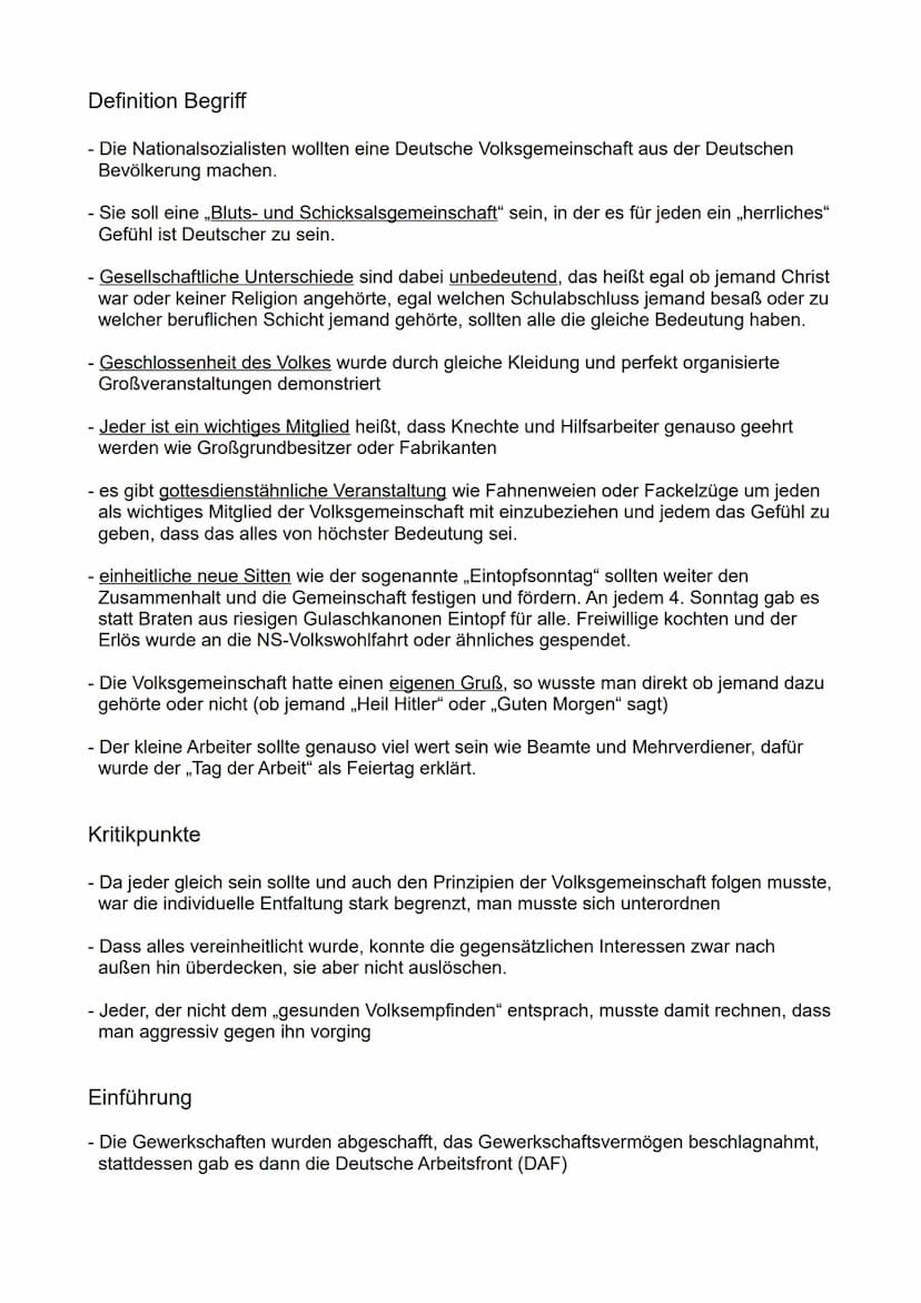 ,,Volksgemeinschaft - viele
wollten dazugehören"
Wieso erhöhte das Idealbild der ,,Volksgemeinschaft" die Zustimmung
zur Diktatur?
1/4 Defin