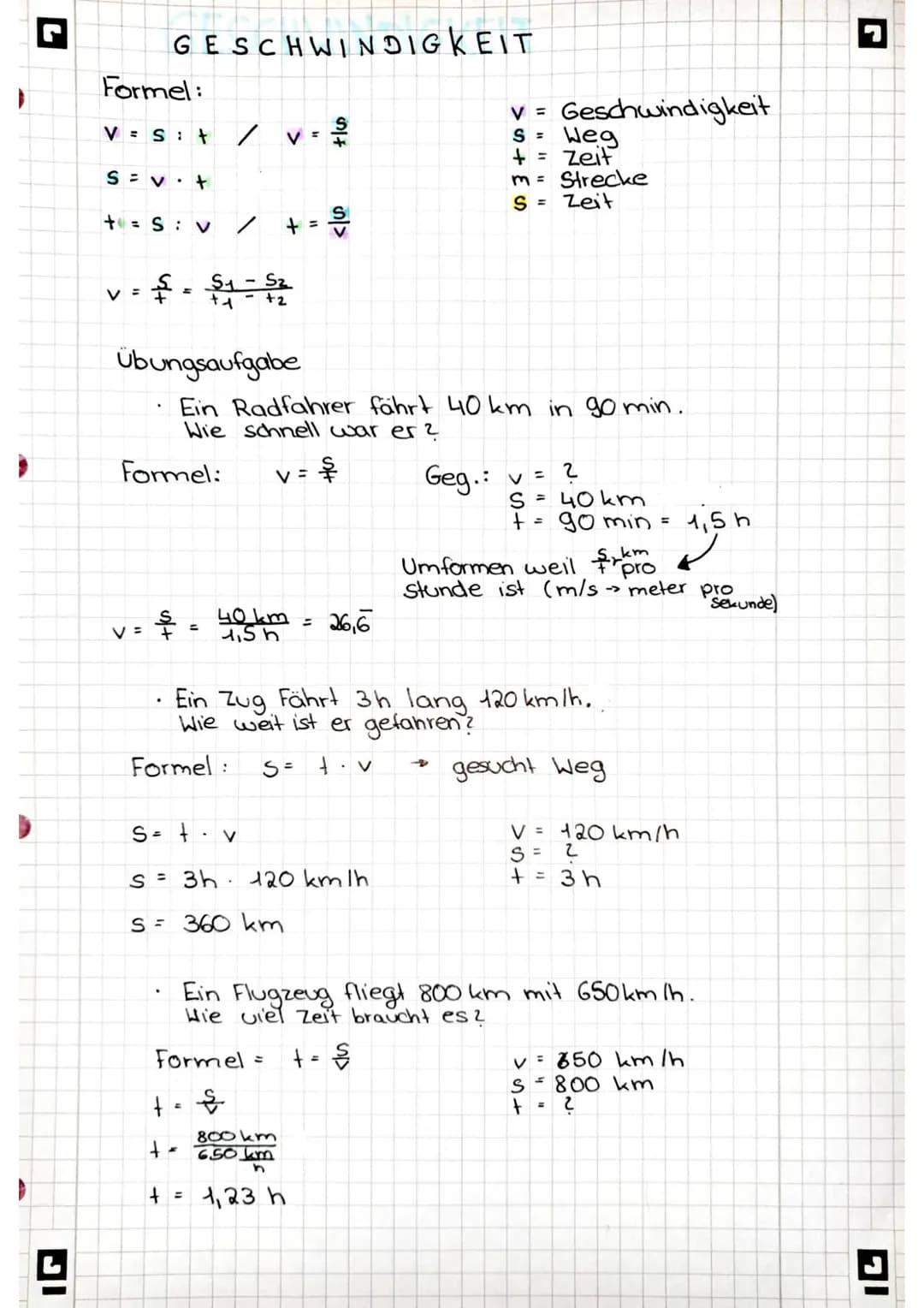 BESCHLEUNIG UNG
Formel:
V = a. +
¥
a =
Übungsaufgaben
Gegeben
Eine Rakele beschleunigt aus der Ruhe in
7,0 Sekunden auf 1400 km/h. Berechne 