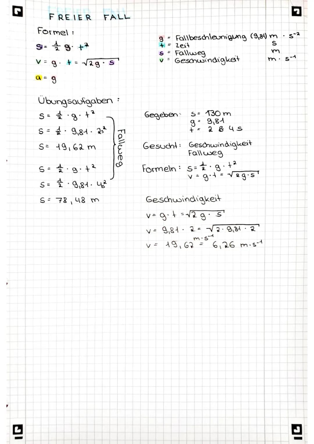 BESCHLEUNIG UNG
Formel:
V = a. +
¥
a =
Übungsaufgaben
Gegeben
Eine Rakele beschleunigt aus der Ruhe in
7,0 Sekunden auf 1400 km/h. Berechne 