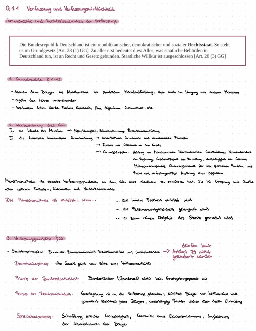 Politik und Wirtschaft, LK / Q1.1 Verfassung und Verfassungswirklichkeit:
-
Rechtsstaatlichkeit und Verfassungskonflikte
Grundrechte und Rec