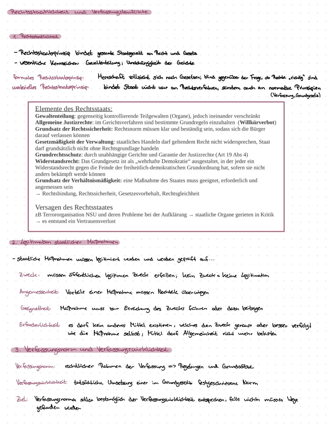 Politik und Wirtschaft, LK / Q1.1 Verfassung und Verfassungswirklichkeit:
-
Rechtsstaatlichkeit und Verfassungskonflikte
Grundrechte und Rec