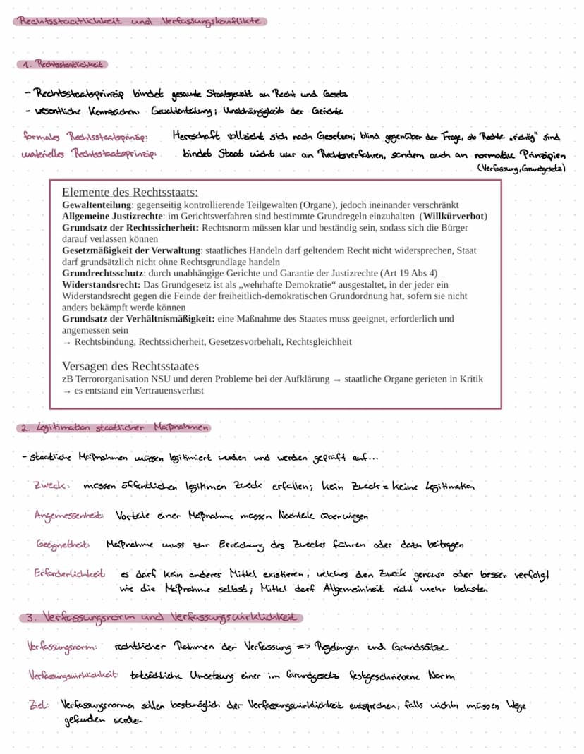 Politik und Wirtschaft, LK / Q1.1 Verfassung und Verfassungswirklichkeit:
-
Rechtsstaatlichkeit und Verfassungskonflikte
Grundrechte und Rec