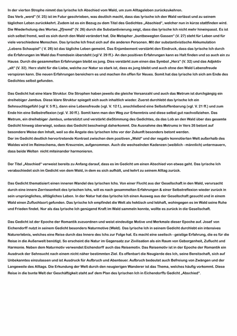 Analyse: Abschied
Das Gedicht ,,Abschied" von Jospeh von Eichendorff stammt aus dem Jahr 1810 und beschäftigt sich mit einer Flucht aus der 