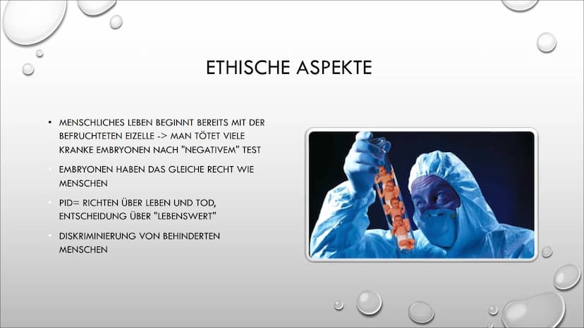 D
PRÄIMPLANTATIONSDIAGNOSTIK WAS IST DIE PID?
•
ANWENDUNGSBEREICHE
• DER FALL, EIN BEISPIEL
• RECHTLICHE LAGE
MORALISCHER STATUS, ETHISCHE A