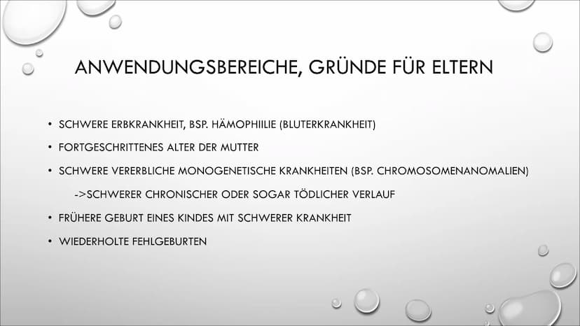 D
PRÄIMPLANTATIONSDIAGNOSTIK WAS IST DIE PID?
•
ANWENDUNGSBEREICHE
• DER FALL, EIN BEISPIEL
• RECHTLICHE LAGE
MORALISCHER STATUS, ETHISCHE A