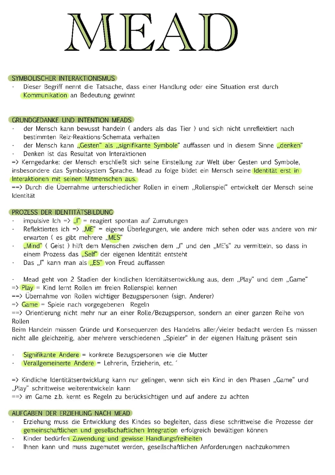 Symbolischer Interaktionismus nach Mead 