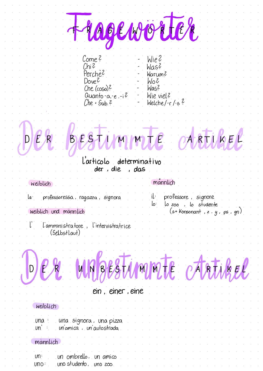 # Prapositionen

in
-
in Land, Insel
di
-
aus (Herkunft)
a
-
in (Stadt + Ort)

Abito a Weiz.
Abito di Austria.

per
-
umzu
da
-
seit
con
-
m