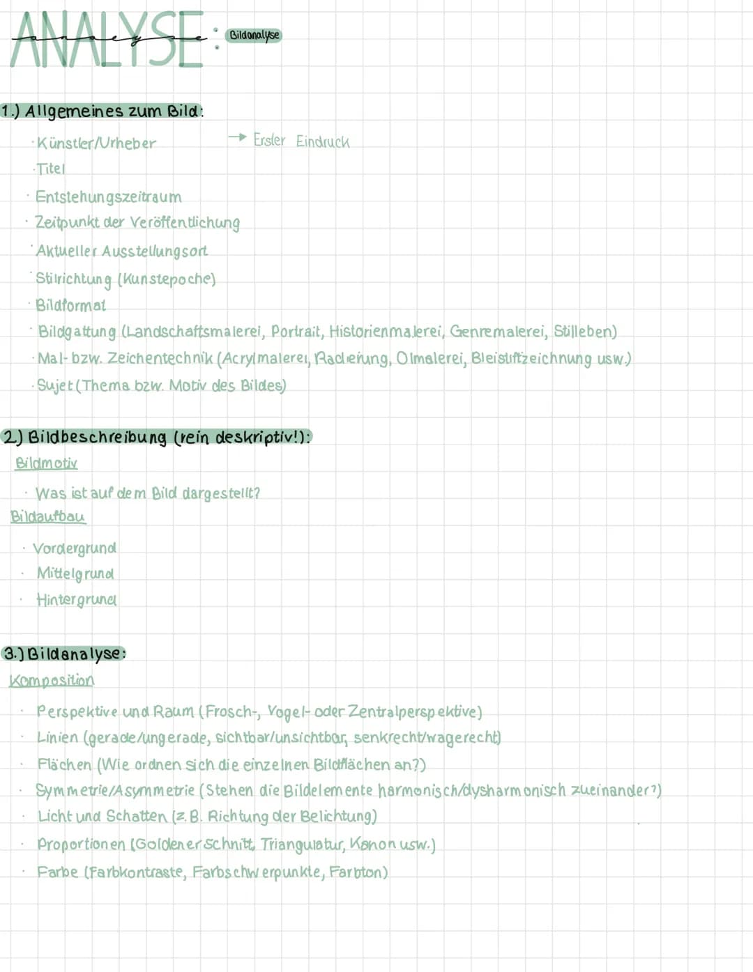 ANALYSE:
1.) Allgemeines zum Bild:
Künstler/Urheber
•Titel
Entstehungszeitraum
Zeitpunkt der Veröffentlichung
Aktueller Ausstellungsort
Bild