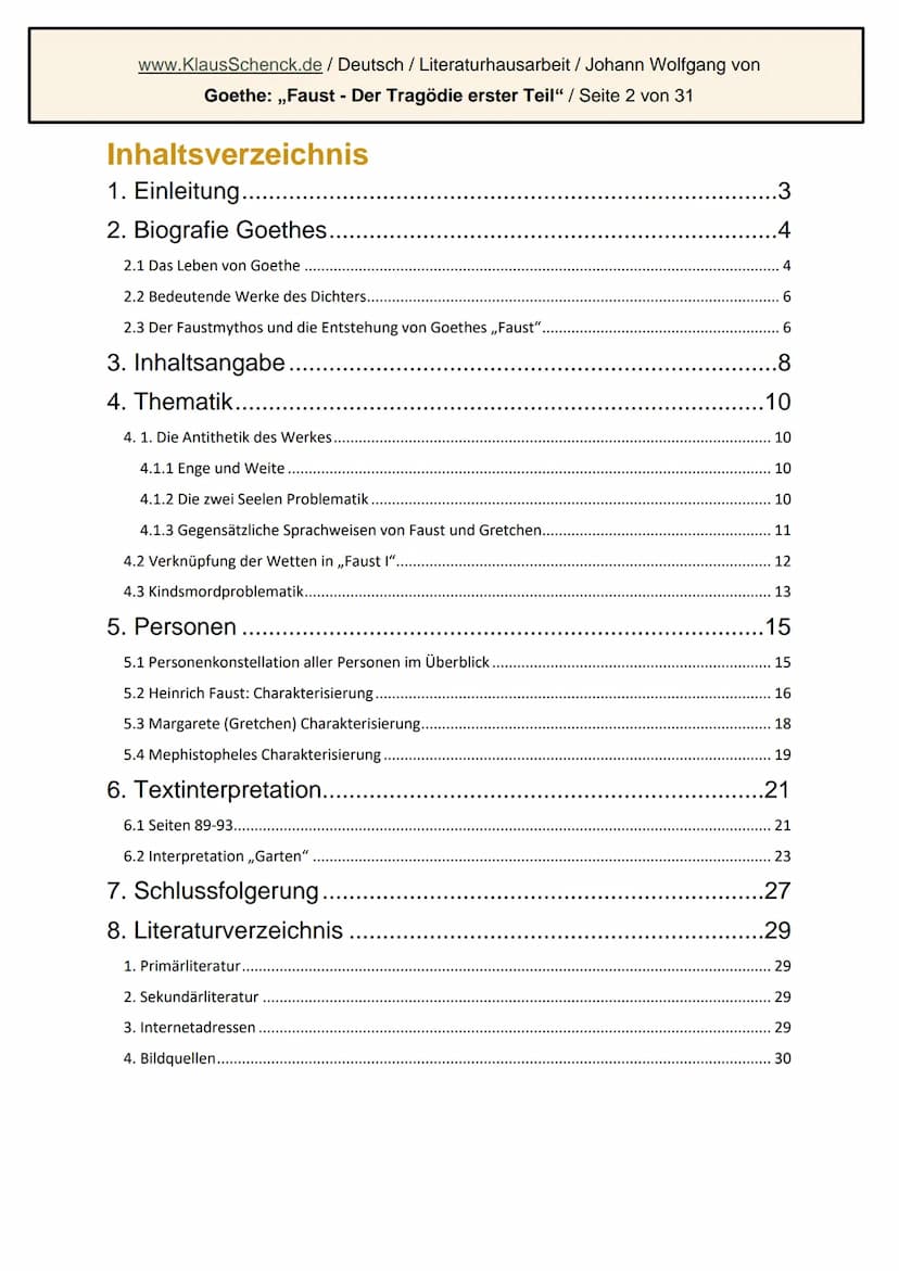 Johner Wollgäng den Pontſen
Johann Wolfgang von Goethe: Faust.
Der Tragödie erster Teil
Literaturhausarbeit
Deutsch
Fachlehrer: OSR. Schenck