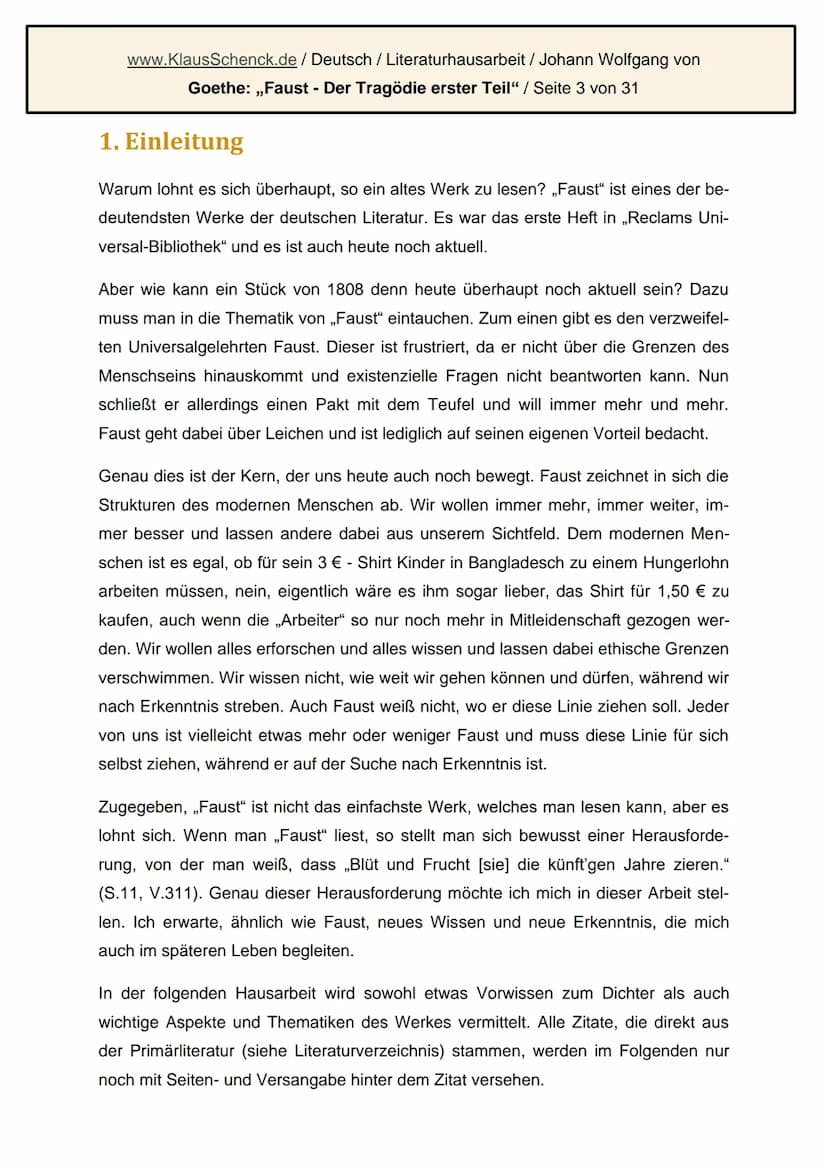 Johner Wollgäng den Pontſen
Johann Wolfgang von Goethe: Faust.
Der Tragödie erster Teil
Literaturhausarbeit
Deutsch
Fachlehrer: OSR. Schenck