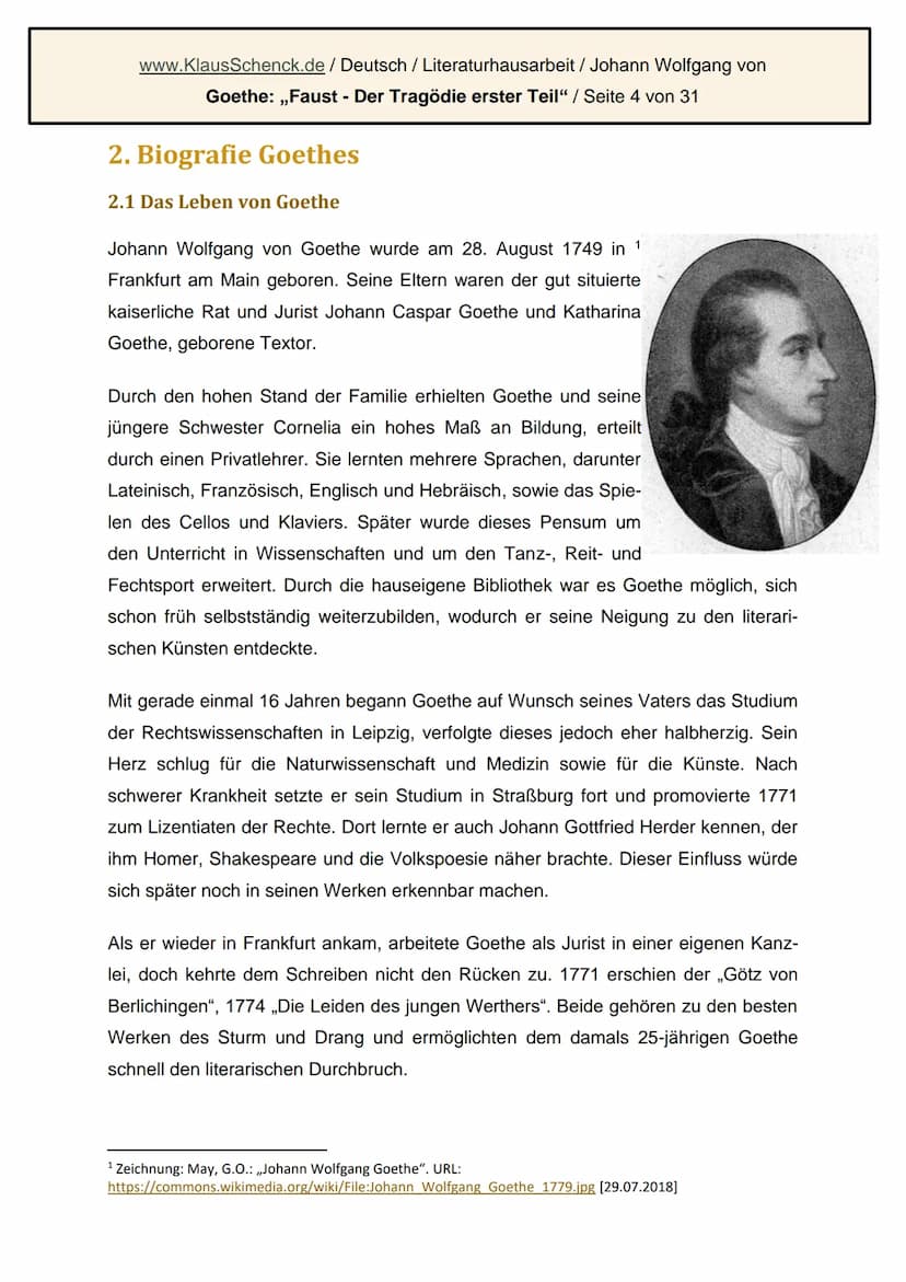 Johner Wollgäng den Pontſen
Johann Wolfgang von Goethe: Faust.
Der Tragödie erster Teil
Literaturhausarbeit
Deutsch
Fachlehrer: OSR. Schenck