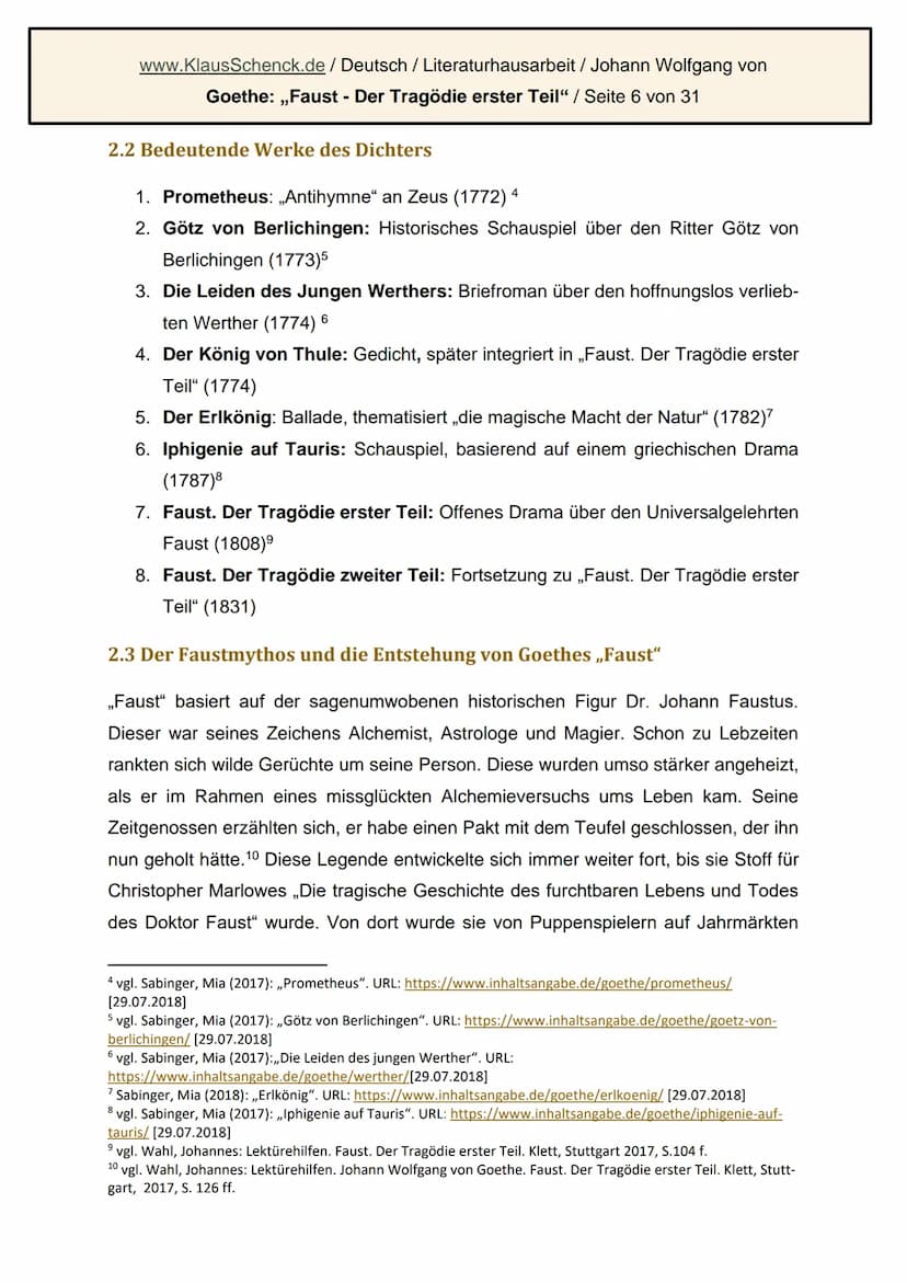 Johner Wollgäng den Pontſen
Johann Wolfgang von Goethe: Faust.
Der Tragödie erster Teil
Literaturhausarbeit
Deutsch
Fachlehrer: OSR. Schenck