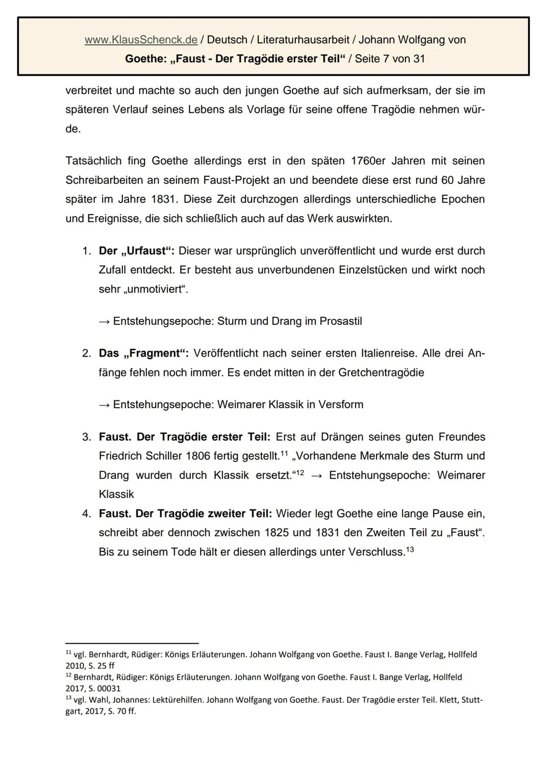 Johner Wollgäng den Pontſen
Johann Wolfgang von Goethe: Faust.
Der Tragödie erster Teil
Literaturhausarbeit
Deutsch
Fachlehrer: OSR. Schenck