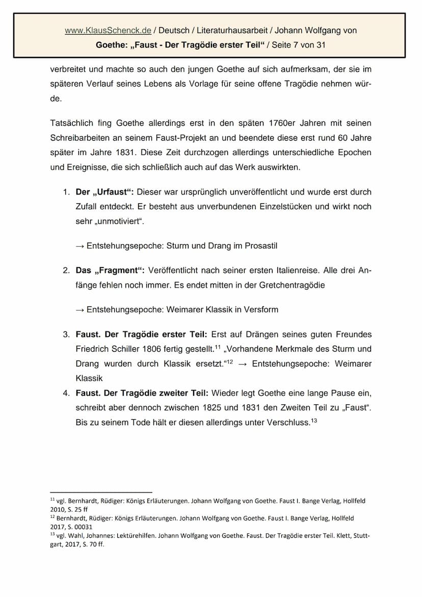 Johner Wollgäng den Pontſen
Johann Wolfgang von Goethe: Faust.
Der Tragödie erster Teil
Literaturhausarbeit
Deutsch
Fachlehrer: OSR. Schenck