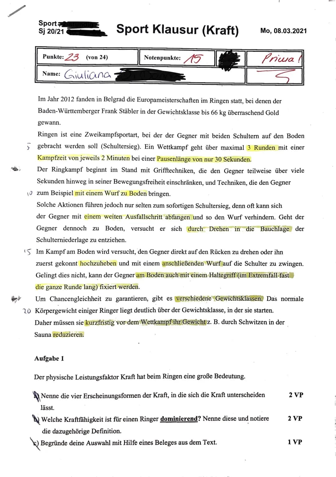 Sport
Sj 20/21
Punkte: 23 (von 24)
Name: Giuliana
Sport Klausur (Kraft)
Notenpunkte: 5
Mo, 08.03.2021
Priva
Im Jahr 2012 fanden in Belgrad d