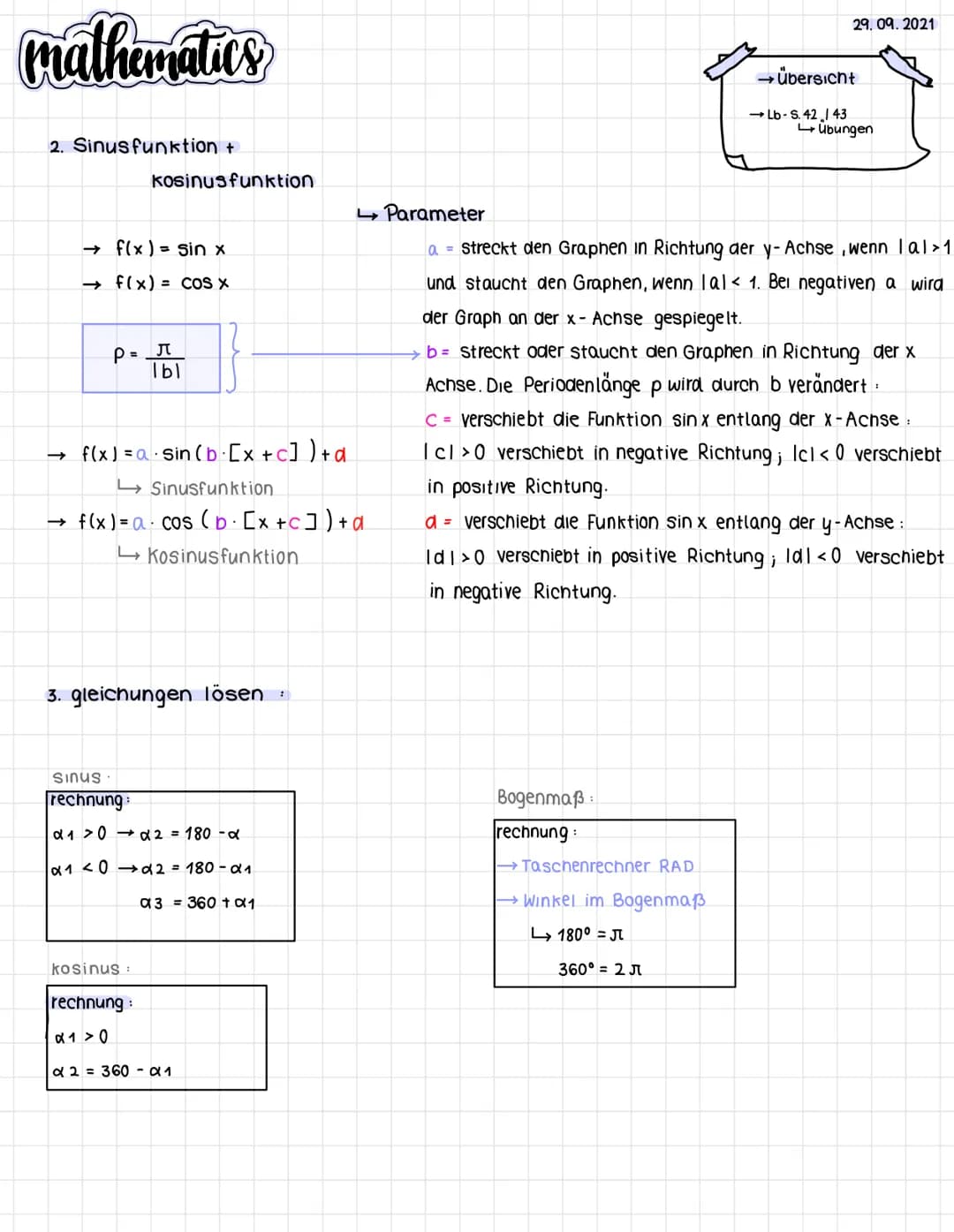 mathematics
1. Einheilskreis
Gradmaß Bogenmaß
J
Zr
ग
ZR
135 120°
150°
Sin a
180°
P(x/y)
210⁰
Quadranten
225°
K
उंग
240°
플
К
90°
cosa
60⁰
45°