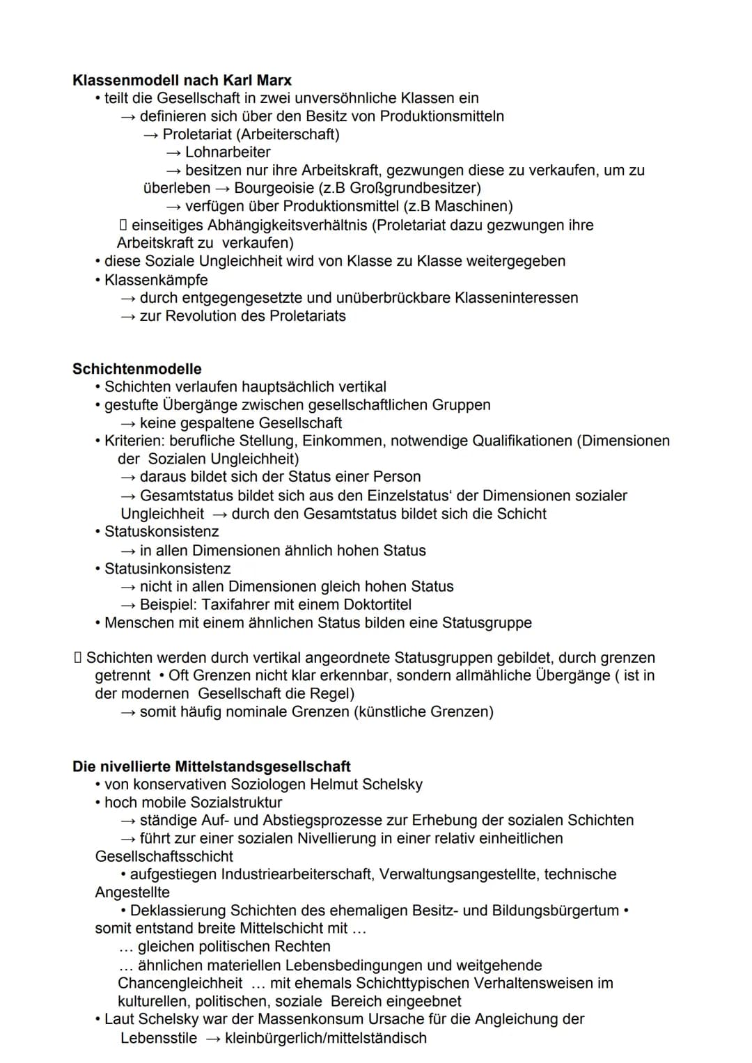 Klassenmodell nach Karl Marx
• teilt die Gesellschaft in zwei unversöhnliche Klassen ein
→ definieren sich über den Besitz von Produktionsmi