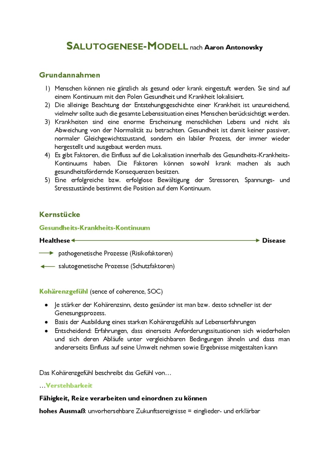 Salutogenese-Modell