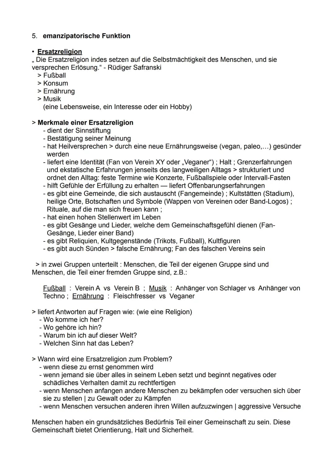 Religion - Lernzettel
●
Typen religiöser Orientierung Jugendlicher
Typ 1: kirchlich-christlich
Typ 2: christlich-autonom
Typ 3: konventionel