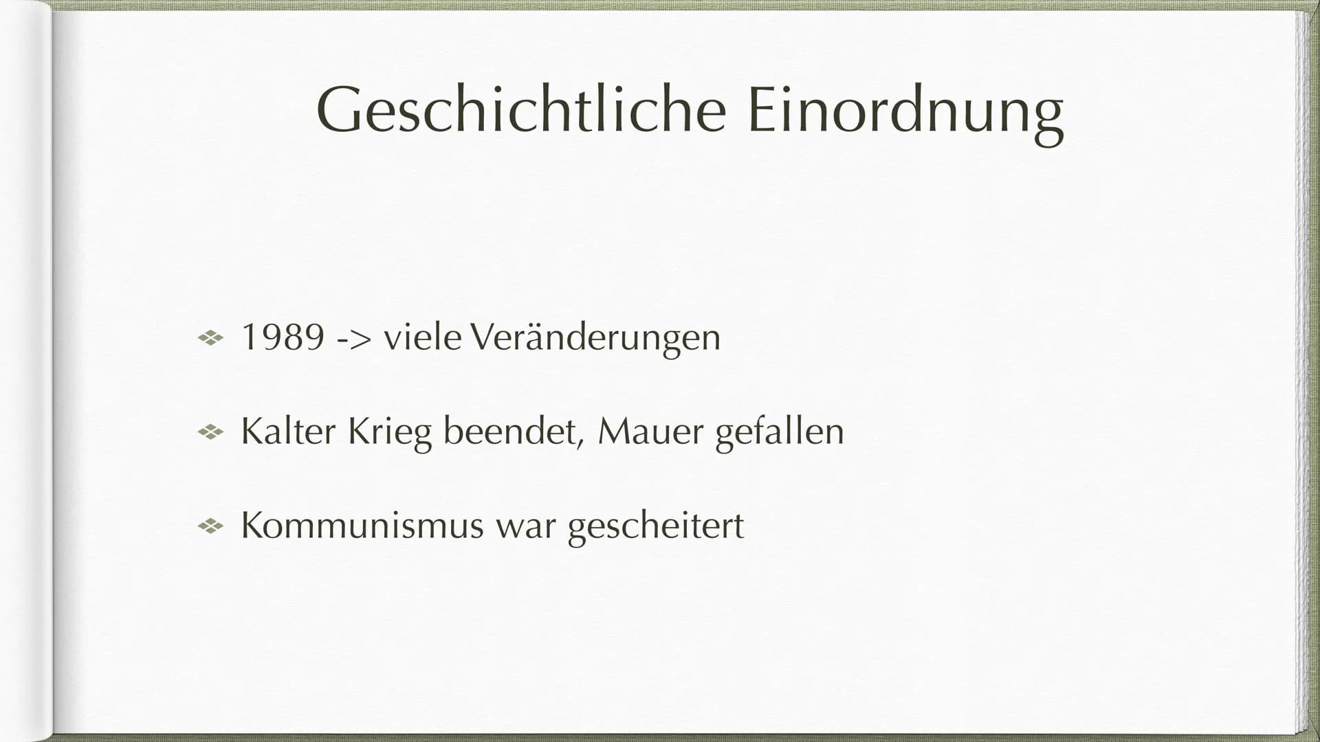Postmoderne
ab 1989 * 1. Definition
→ 2. Geschichtliche Einordnung
→ 3. Merkmale
Gliederung
→ 4. Welt- und Menschenbild
→ 5. Sprache
→ 6. Ve