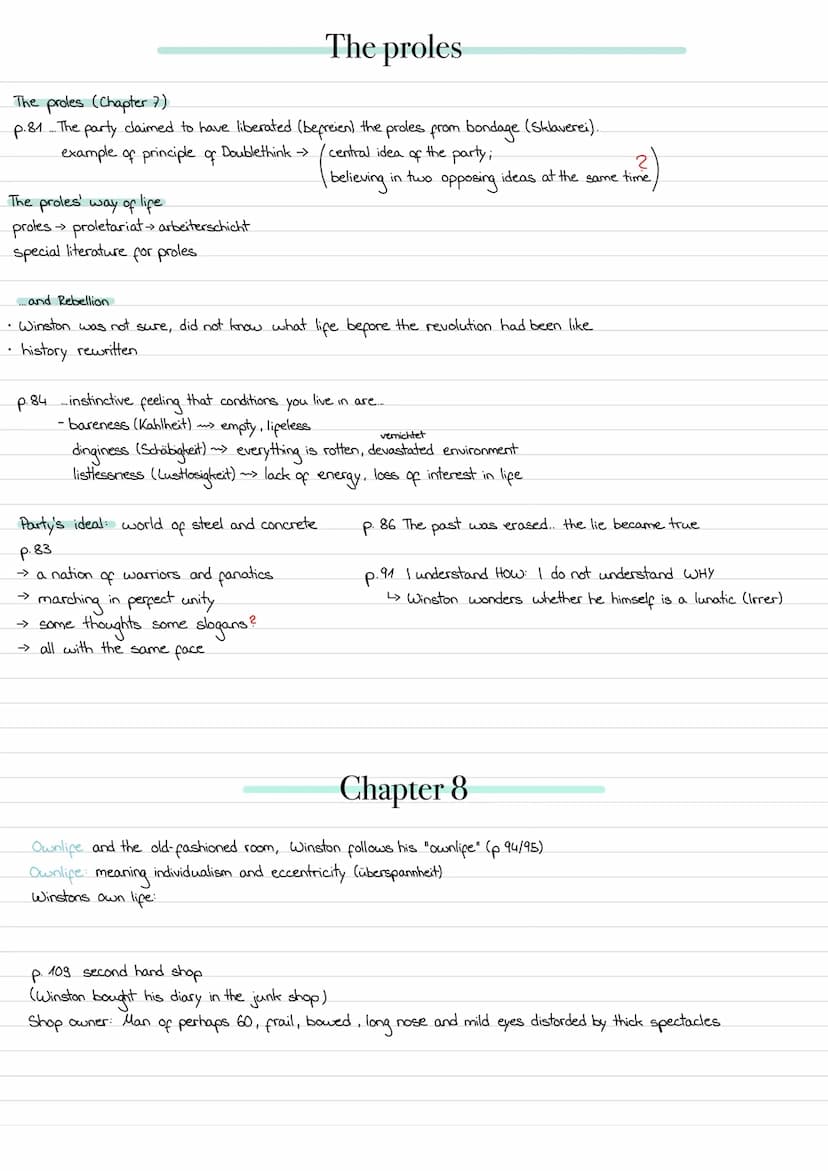 The proles' way of life
proles → proletariat → arbeiterschicht
special literature for proles.
.
The proles (Chapter 7)
p.81.... The party cl